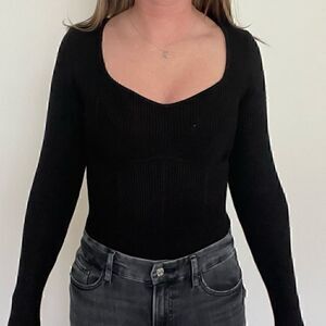 PINK ROSE Black Knitted Bodysuit